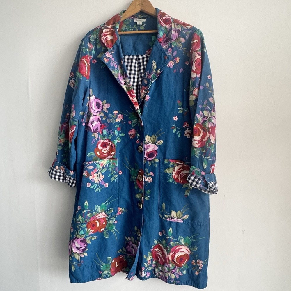 Sundance Blue Floral Duster Jacket with Red & Pink Roses - Picture 10 of 10